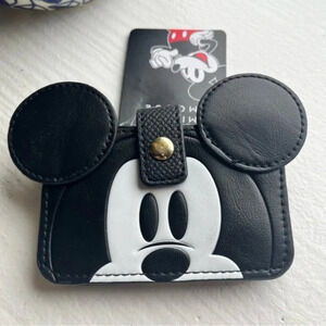 Disney Mickey Mouse Embossed Snap Wallet Black Faux Leather NWT